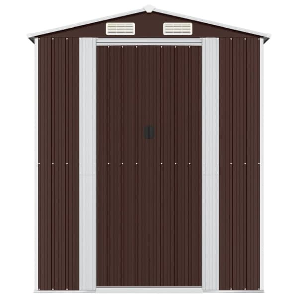 vidaXL Trädgårdsskjul mörkbrun 192x689x223 cm galvaniserat stål
