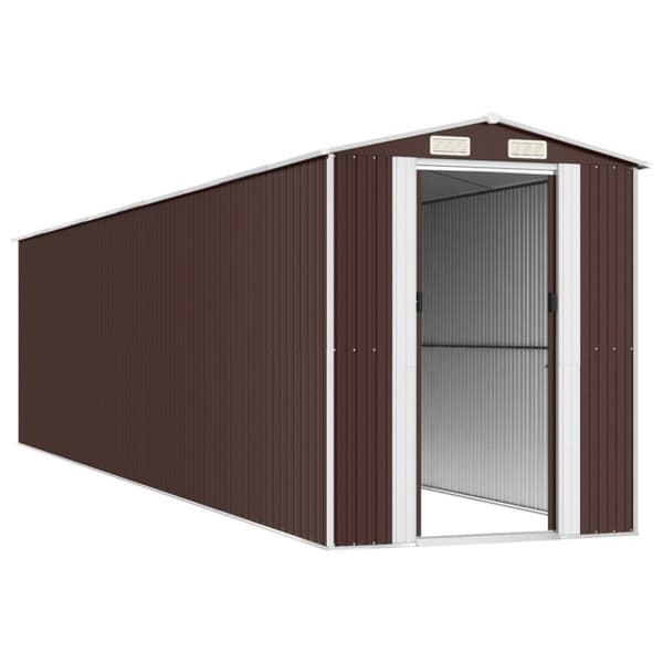 vidaXL Trädgårdsskjul mörkbrun 192x855x223 cm galvaniserat stål