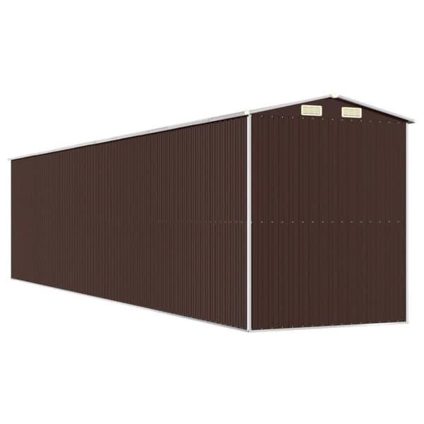 vidaXL Trädgårdsskjul mörkbrun 192x855x223 cm galvaniserat stål