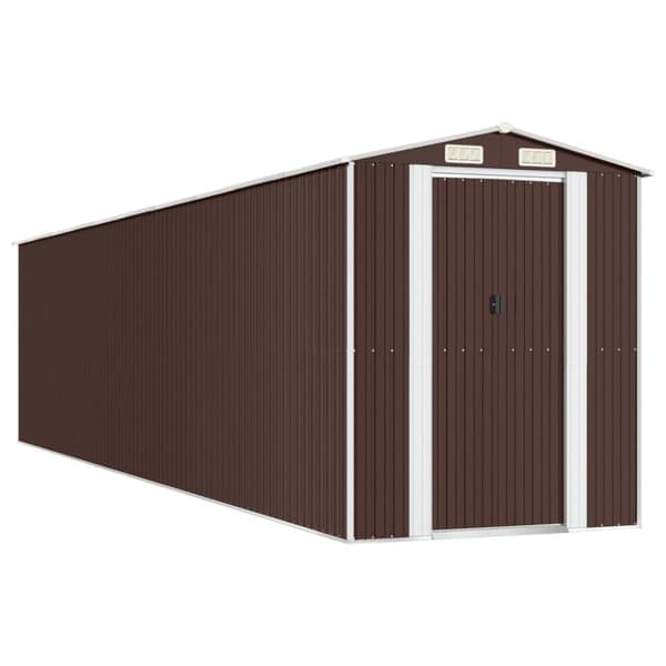 vidaXL Trädgårdsskjul mörkbrun 192x855x223 cm galvaniserat stål