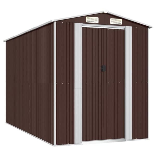 vidaXL haveskur 192x357x223 cm galvaniseret stål mørkebrun