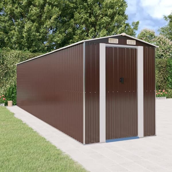 vidaXL haveskur 192x772x223 cm galvaniseret stål mørkebrun