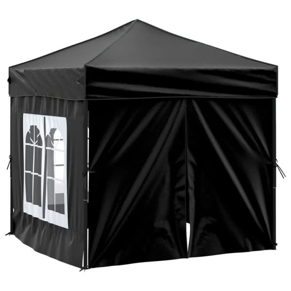 vidaXL foldbart festtelt med sidevægge 2x2 m sort