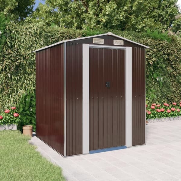 vidaXL haveskur 192x191x223 cm galvaniseret stål mørkebrun