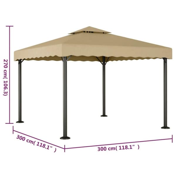 vidaXL pavillon 3x3 m aluminium og stål gråbrun