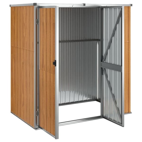 vidaXL Trädgårdsskjul brun 161x89x161 cm galvaniserat stål