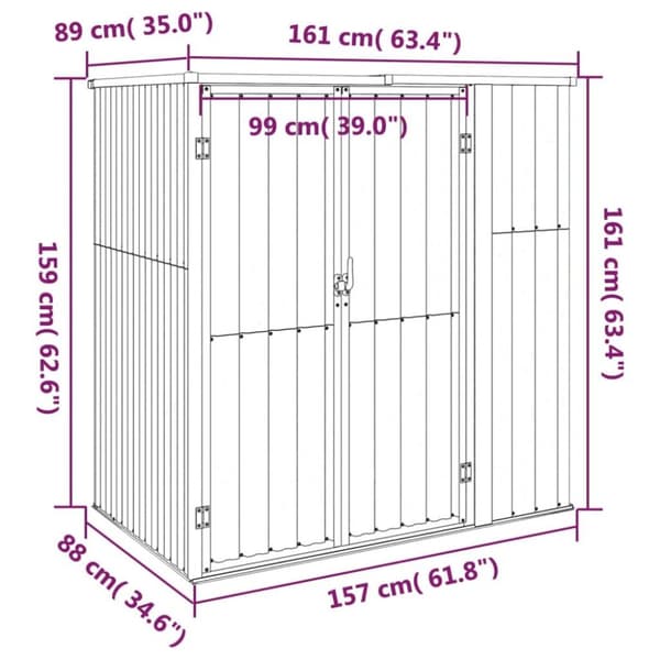 vidaXL redskabsskur til haven 161x89x161 cm galvaniseret stål antracit