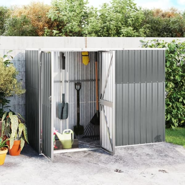 vidaXL redskabsskur til haven 225x89x161 cm galvaniseret stål grå