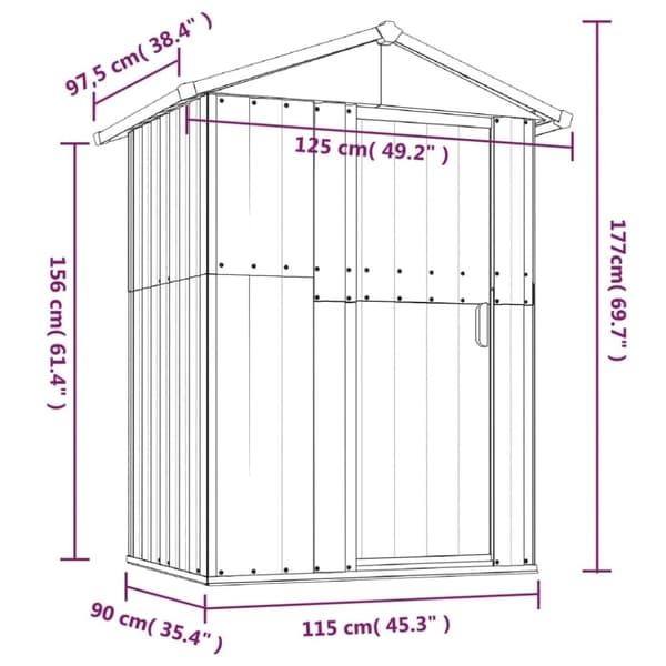 vidaXL haveskur 126x97,5x177 cm galvaniseret stål antracitgrå