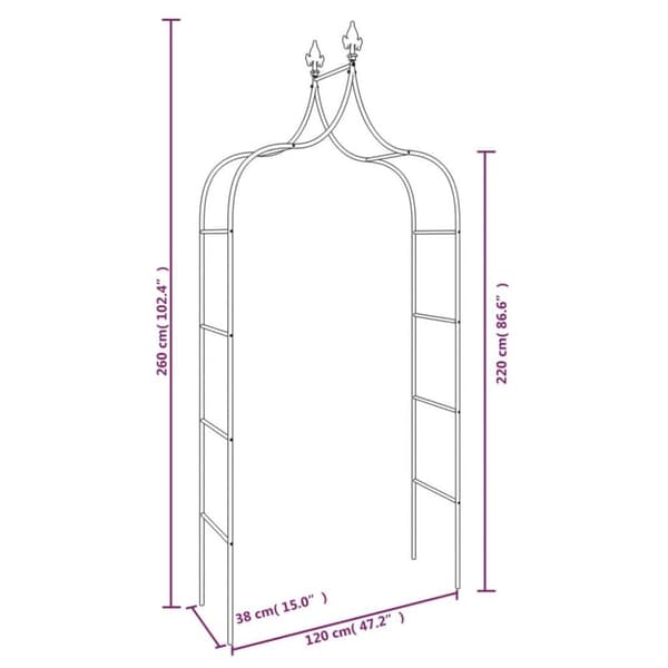 vidaXL havebuer 2 stk. 120x38x260 cm stål sort