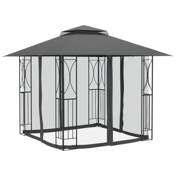vidaXL pavillon med sidevægge 300x300x270 cm stål antracitgrå