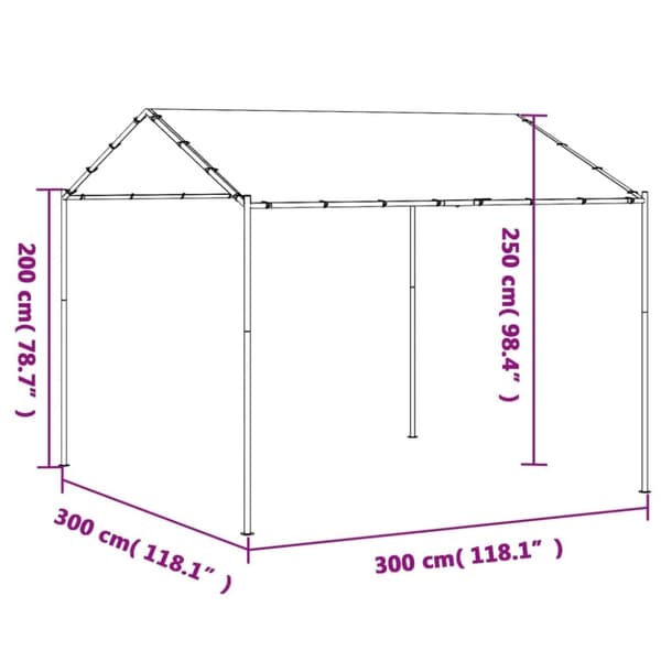 vidaXL pavillon 3x3 m stål og stof antracitgrå