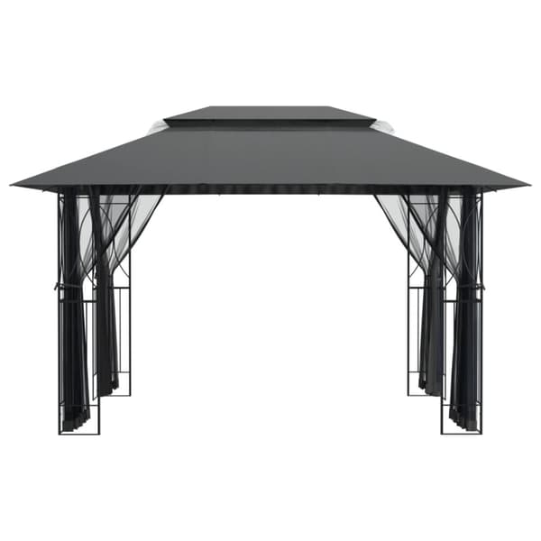 vidaXL pavillon med sidevægge 400x300x270 cm stål antracitgrå