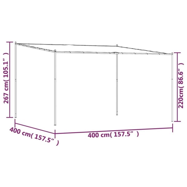 vidaXL pavillon 4x4 m 180 g/m² stof og stål beige