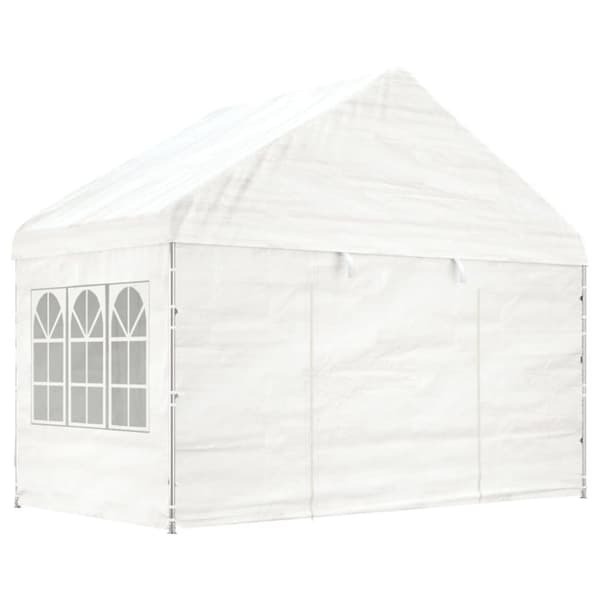 vidaXL pavillon med tag 4,08x2,23x3,22 m polyethylen hvid