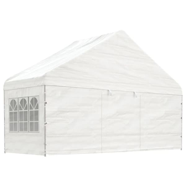 vidaXL pavillon med tag 6,69x5,88x3,75 m polyethylen hvid