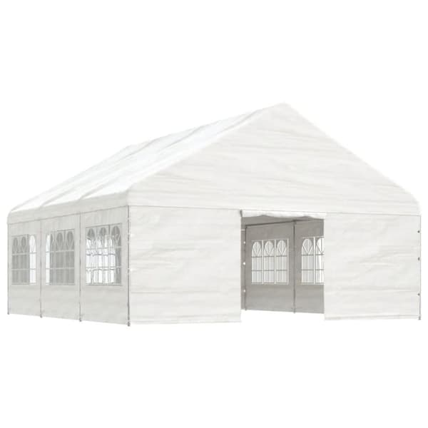 vidaXL pavillon med tag 6,69x5,88x3,75 m polyethylen hvid