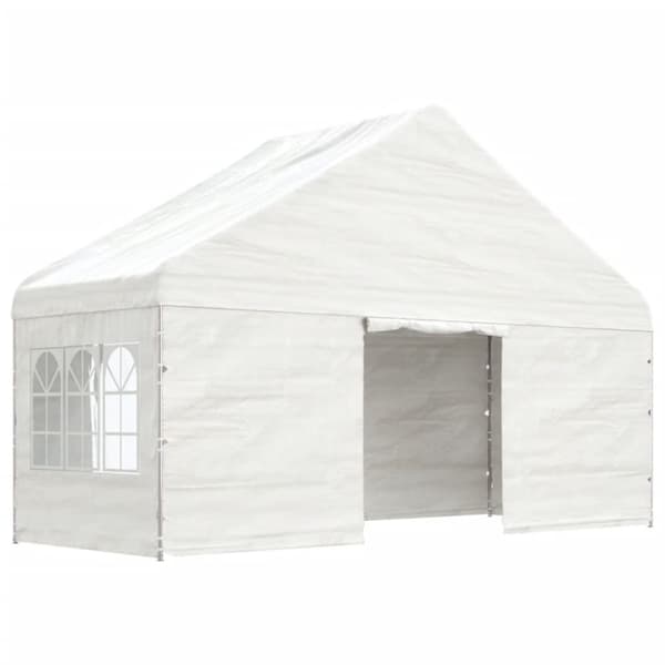 vidaXL Huvimaja katolla valkoinen 11,15x5,88x3,75 m polyeteeni