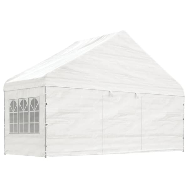 vidaXL pavillon med tag 20,07x5,88x3,75 m polyethylen hvid