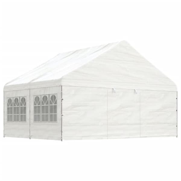 vidaXL Huvimaja katolla valkoinen 4,46x5,88x3,75 m polyeteeni