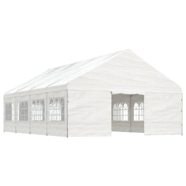 vidaXL Huvimaja katolla valkoinen 8,92x5,88x3,75 m polyeteeni
