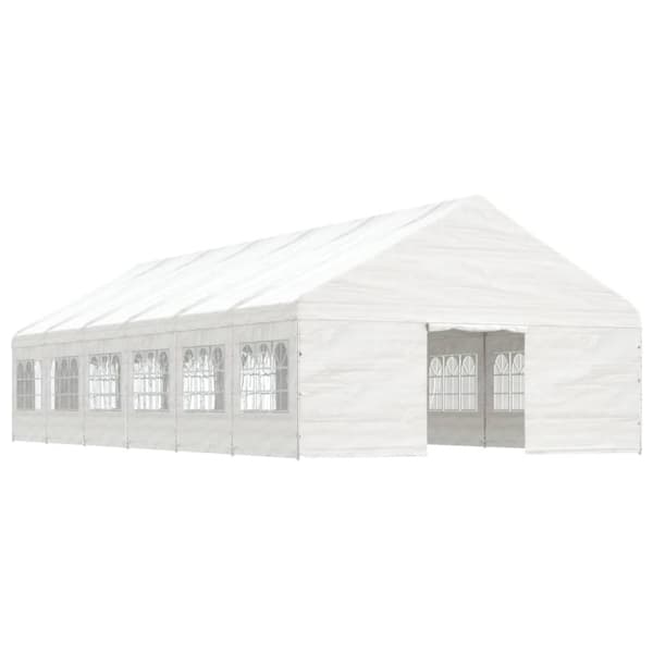 vidaXL Paviljong med tak vit 13,38x5,88x3,75 m polyeten