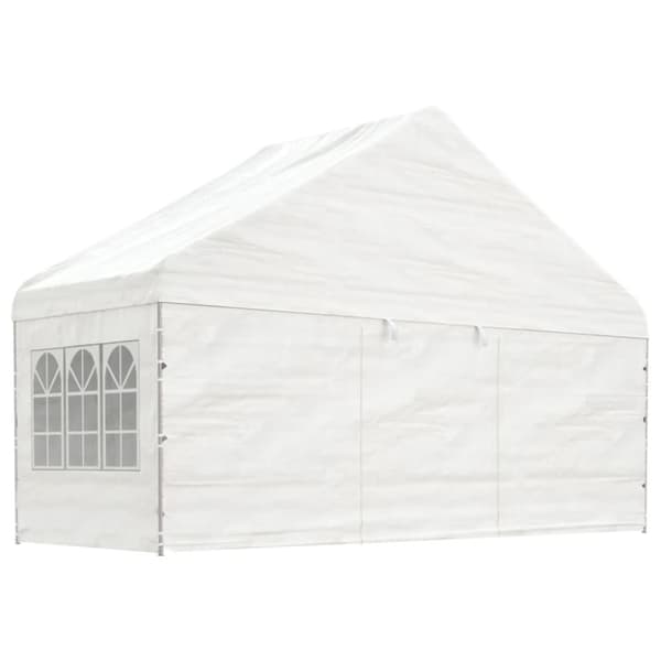 vidaXL pavillon med tag 17,84x5,88x3,75 m polyethylen hvid