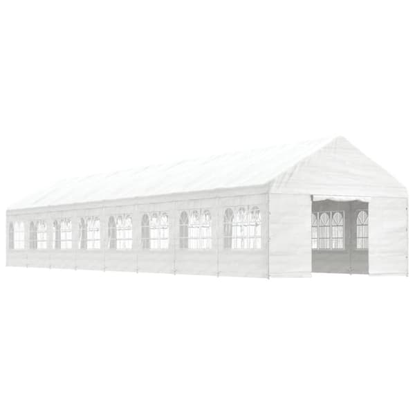 vidaXL pavillon med tag 17,84x4,08x3,22 m polyethylen hvid