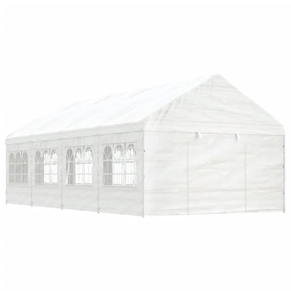 vidaXL pavillon med tag 8,92x4,08x3,22 m polyethylen hvid