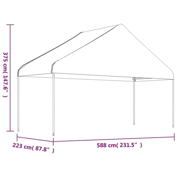 vidaXL Huvimaja katolla valkoinen 5,88x2,23x3,75 m polyeteeni