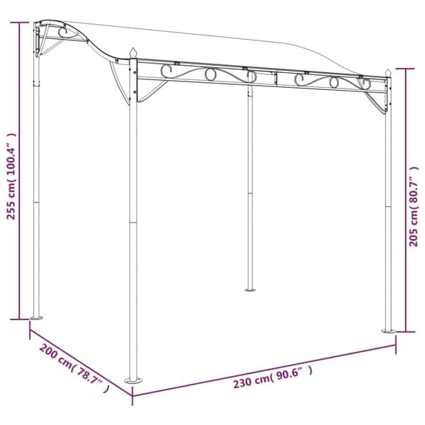 vidaXL Baldakin gråbrun 2x2,3 m 180 g/m² stoff og stål