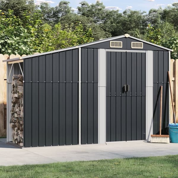 vidaXL Trädgårdsskjul antracit 277x93x179 cm galvaniserat stål