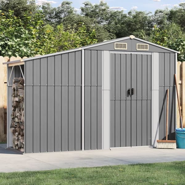 vidaXL haveskur 277x93x179 cm galvaniseret stål grå