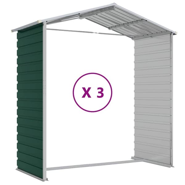 vidaXL Hageskur grønn 191x300x198 cm galvanisert stål