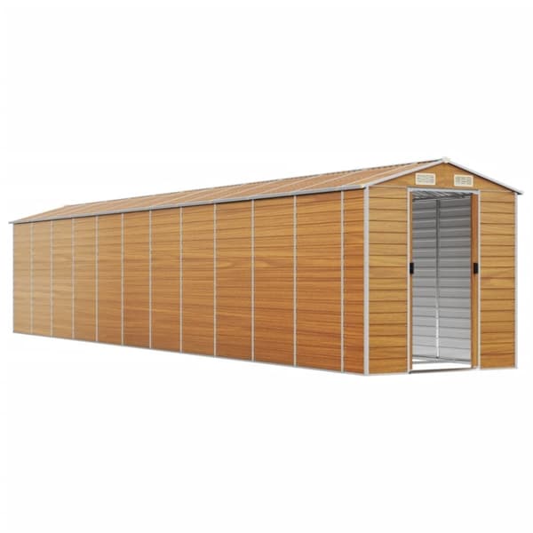 vidaXL Trädgårdsskjul ljusbrun 191x980x198 cm galvaniserat stål