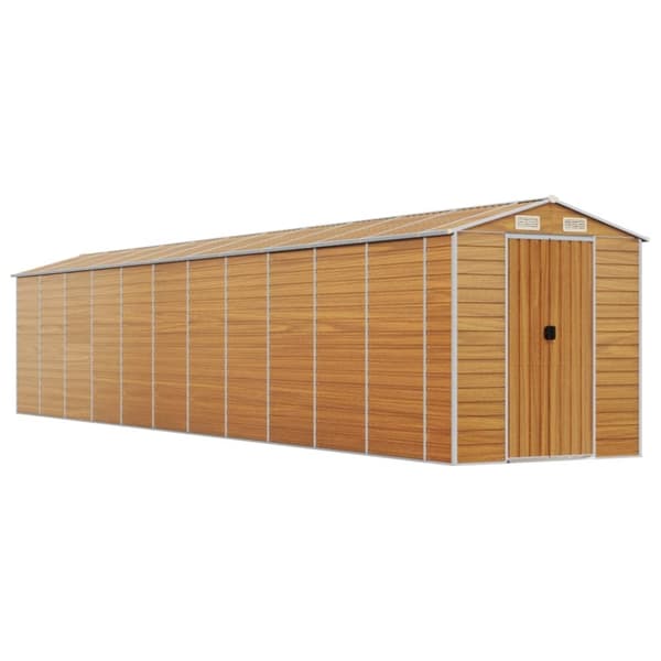 vidaXL Trädgårdsskjul ljusbrun 191x980x198 cm galvaniserat stål