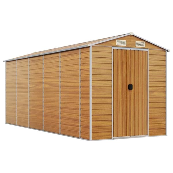 vidaXL Hageskur lysebrun 191x470x198 cm galvanisert stål
