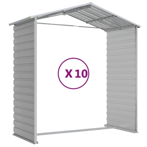 vidaXL Hageskur lysegrå 191x895x198 cm galvanisert stål
