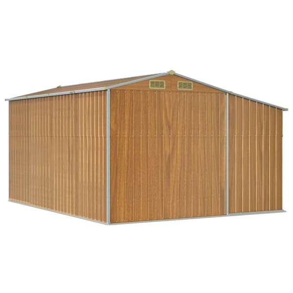 vidaXL Trädgårdsskjul ljusbrun 277x365,5x179 cm galvaniserat stål