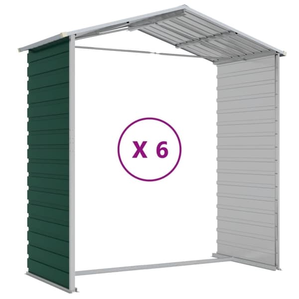 vidaXL Trädgårdsskjul grön 191x555x198 cm galvaniserat stål
