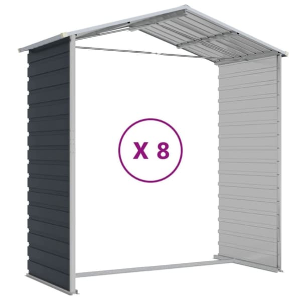 vidaXL Hageskur antrasitt 191x725x198 cm galvanisert stål