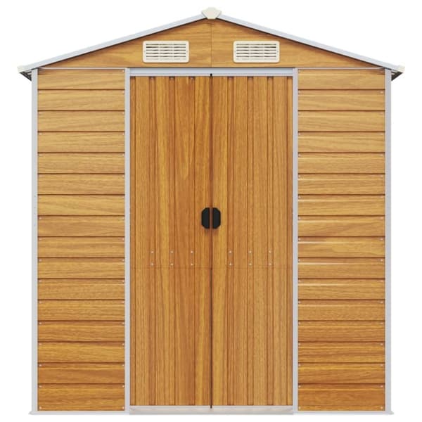 vidaXL Trädgårdsskjul ljusbrun 191x810x198 cm galvaniserat stål