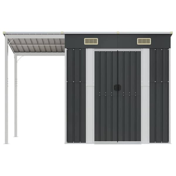 vidaXL Puutarhavaja lisäkatolla antrasiitti 277x110,5x181 cm teräs