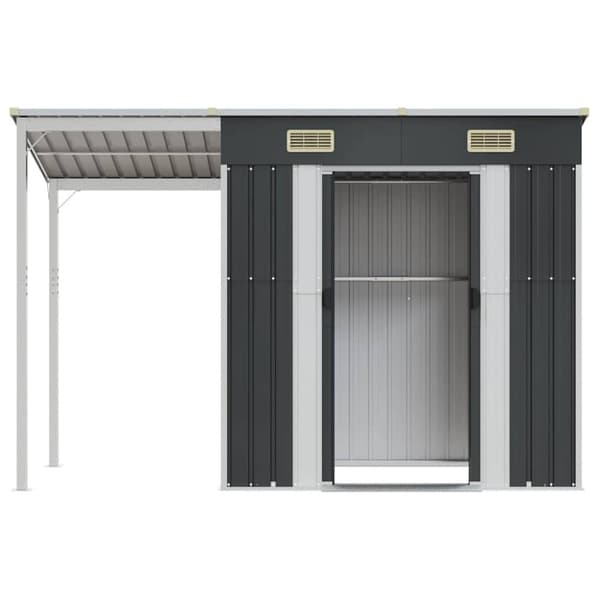 vidaXL Puutarhavaja lisäkatolla antrasiitti 277x110,5x181 cm teräs