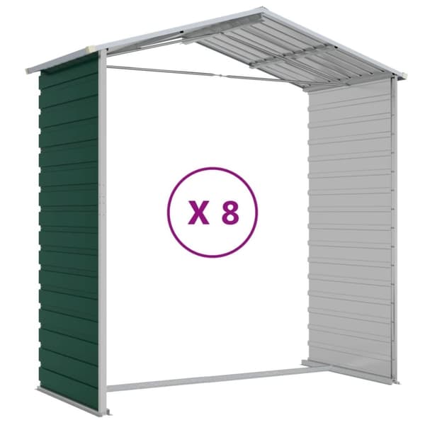 vidaXL Hageskur grønn 191x725x198 cm galvanisert stål