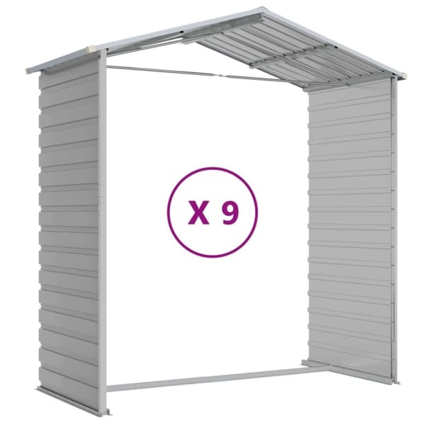 vidaXL Hageskur lysegrå 191x810x198 cm galvanisert stål