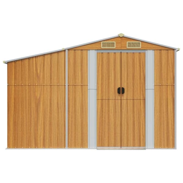 vidaXL Trädgårdsskjul ljusbrun 277x279x179 cm galvaniserat stål