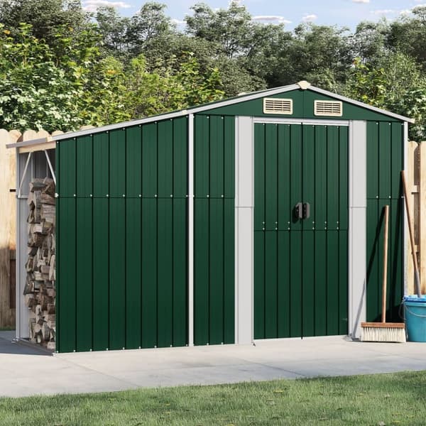 vidaXL haveskur 277x93x179 cm galvaniseret stål grøn