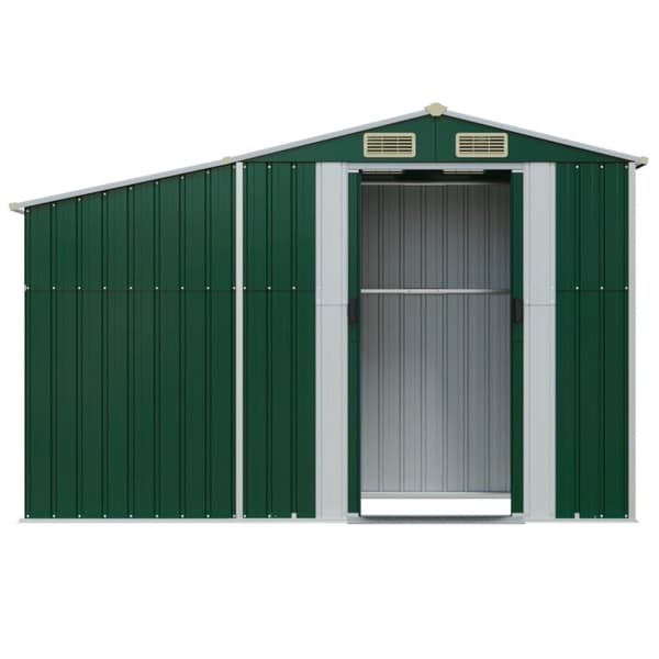 vidaXL Trädgårdsskjul 277x93x179 cm grön galvaniserat stål
