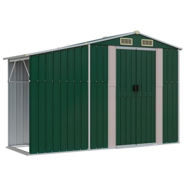 vidaXL Trädgårdsskjul 277x93x179 cm grön galvaniserat stål